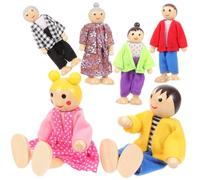 FIXOSHEE Ensemble De Poupées en Bois Mobiles Famille 6 Personnages Mini Taille Jeu De Rôle Garçon Et Filles Éducation Maison Jouet Figurines Flexibles Interaction Narrative