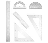 FIXOSHEE Ensemble Géométrie Complet 2 Sets Règle Droite en Plastique et Rapporteur Léger, Solide, pour Étudiants et Designers en Anniversaires ou Fête des Enseignants