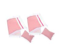FIXOSHEE Ensemble Literie Miniature pour Maison de Poupée 3 Pièces Drap Housse Rose Oreiller Couverture Pliable Décorations de Literie Miniatures Accessoires Chambre Poupée