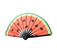FIXOSHEE Éventail Pliant Fluorescent Pastèque Style Japonerie Grand, Bambou Léger, Effet Lumineux UV, Ventilateur Portatif, pour Spectacles et Fêtes, Accessoire Décoratif Original