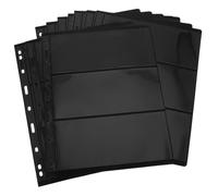 FIXOSHEE Feuilles Mobiles pour Album de Timbres 10 Pcs Format Standard 9 Trous Pages Intérieures Double Face Noires 3 Rangées Fournitures pour Collectionneurs de Timbres et Cartes