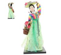 FIXOSHEE Figurine Poupée Coréenne Hanbok Traditionnelle Artisanale Soie et Plastique Décoration Maison et Collection Cadeau pour Amateurs de Culture Coréenne