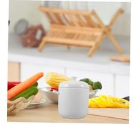 FIXOSHEE Grand Pot à Ragoût Céramique avec Couvercle Double Poignées Ergonomiques Cuisson Au Bain pour Soupe à Française Pot de Cuisson Blanc pour Cuisine Quotidienne et Plats Mijotés