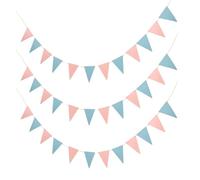 FIXOSHEE Guirlande de Fanions Triangulaires en Papier Pailleté Lot de 3 Paquets 12 Fanions Rose Nacré et Bleu Clair Scintillant Décoration Suspendue pour Shower et Fête Révélation