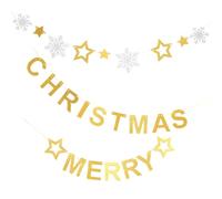 FIXOSHEE Guirlande Décorative de Noël en Papier Doré Fanion à Suspendre pour Ambiance Chaleureuse Pendant les Fêtes de Fin d'Année