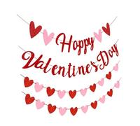 FIXOSHEE Guirlande Saint-Valentin 3 Pcs en Papier Rouge et Rose Lettres et Cœurs Scintillants Bannière Suspendue Décorative pour Fête Romantique Accessoires Déco Fête D’Amour