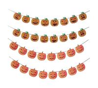 FIXOSHEE Guirlandes d'Halloween en Papier Motif Citrouille Orange Bannière Décorative 4 Pièces Décoration Festive pour Hôtel Magasin et Fête