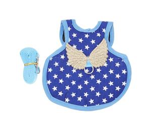 FIXOSHEE Harnais Réglable pour Poulet et Coq avec Laisse d'Extérieur Gilet Protecteur Bleu Étoilé Taille S Costume Automne-Hiver pour Volailles Adapté pour Promenade en Plein Air