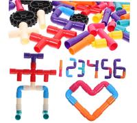 FIXOSHEE Jeu Éducatif pour Garçon Fille Blocs Interconnectables Colorés pour Développement Cognitif Coordination et Créativité Éveil Pédagogique Couleur Aléatoire Couleur Aléatoire