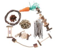 FIXOSHEE Jouets à Mâcher pour Hamster et Petits Animaux, Kit Accessoires Naturels pour Dents Saines, Ensemble 9 Pièces en Bois Sûr, Cage Hamster, Chinchilla, Lapin