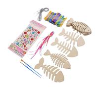 FIXOSHEE Kit Bricolage Carillon Vent DIY Décoration Garçon Fille avec Poissons Tubes Pinceaux et Stickers pour Activité Manuelle
