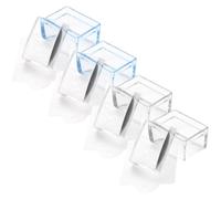 FIXOSHEE Kit de 4 Tampons Rectangulaires pour Nail Art Tampons French Manucure en Silicone Bleu et Transparent Plaques D’Acier pour Transfert D’Ongles Accessoires Manucure DIY