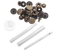 FIXOSHEE Kit de Boutons-Pression Métalliques 15 MM en Bronze Antique avec Boîte à Outils 4 Pièces pour Vêtements Paquet à Dos et Réparation Fermetures à Pression Robustes et Invisibles