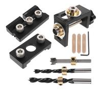 FIXOSHEE Kit de Gabarit de Perçage Bois 10 Pièces - Localisateur Réglable pour Trous de Poche - Guide de Forage pour Assemblage Meubles - Outil de Positionnement Précis pour MDF