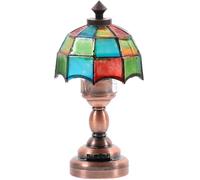FIXOSHEE Lampe de Bureau LED Miniature 1/12 Abat-Jour Parapluie Semi-Transparent Métal et Plastique Hauteur 48 CM Pile Lithium Remplaçable Éclairage Décoratif pour Maison de Poupée