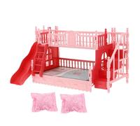 FIXOSHEE Lit Superposé Miniature pour Poupées 17 Cm en Plastique Toboggan et 2 Oreillers Mobilier de Maison de Poupée Réaliste pour Jeu D’Imitation et Accessoires