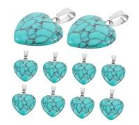 FIXOSHEE Lot De 10 Pendentifs En Agate En Cristal En Forme De Cœur En Pierre De Quartz En Forme De Cœur En Pierre Naturelle Bleu Ciel
