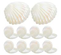 FIXOSHEE Lot de 10 Petites Boîtes à Bonbons de Coquillage Nacré Blanc Contenant à Dragées Irisées en Plastique Décorations de Fête Marines pour Mariages et Événements Côtiers