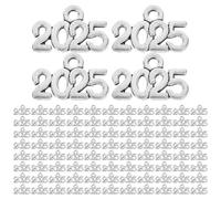 FIXOSHEE Lot de 100 Breloques Porte-Clés en Alliage de Zinc 2025 Pendentifs Décoratifs 14X9Mm Ornements Légers à Suspendre pour Paquet et Créations DIY Accessoires Anniversaire et Fête