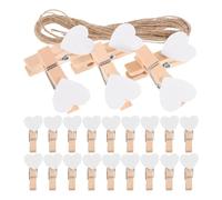 FIXOSHEE Lot de 100 Mini Pinces à Linge en Bois de Cœur 3 CM Ficelle de Jute 10 M Accessoires DIY pour Photos Décoration Murale Créative à Suspendre de Cartes et Notes