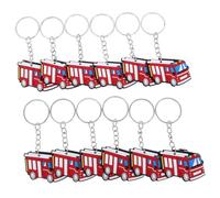 FIXOSHEE Lot de 12 Porte-clés Mini Camion de Pompiers en Plastique Coloré, Accessoire Présent Anniversaire et Remise de Diplôme pour Décoration Fête Garçon et Filles