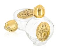 FIXOSHEE Lot de 2 Bouteilles Décoratives en Verre Ancien Doré, Flacons Rechargeables pour Eau Bénite, Motifs Aléatoires, Récipient pour Décoration de Baptême et Mariage, Style Aléatoire