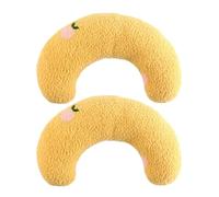 FIXOSHEE Lot de 2 Coussins pour Chat de U Lavables Doux et Moelleux Oreiller Protecteur de Cou pour Chatons et Petits Chiens Couleur Jaune Repos Confort Quotidien