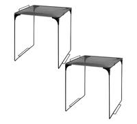 FIXOSHEE Lot de 2 Étagères Pliables en Maille Métallique Noire Empilables et Ajustables pour Rangement sous Évier la Cuisine et Placard Organisateur Compact et Robuste pour Optimisation