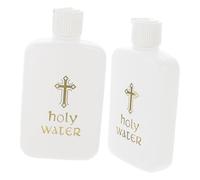 FIXOSHEE Lot de 2 Flacons d'eau Bénite 100 ML en Polyéthylène, Petits Flacons Décoratifs Religieux Croix, Récipients Pratiques pour Baptême et Rituels Spirituels, Bouteilles