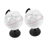 FIXOSHEE Lot de 2 Globes Vierges à Colorier et Effaçables, Diamètre 14,16 Cm, Modèle DIY Interactif en Matériau Stable et Léger, Support Autoportant, pour Apprentissage Géographique
