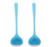 FIXOSHEE Lot de 2 Louches à Soupe Multifonctionnelles en Silicone Transparent Bleu Cuillères à Soupe Ménagères Réutilisables Poignée Longue Ergonomique Ustensiles Pratiques Cuisine