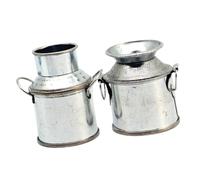 FIXOSHEE Lot de 2 Mini Seaux en Métal Décoratifs pour Maison de Poupée, Modèle de Vase Miniature, 1 Seau Haut 1 Seau Bas, Ornement pour Mini Jardinage et Micro-Paysage, Accessoires