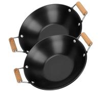 FIXOSHEE Lot de 2 Petits Pots Secs en Acier Inoxydable Poignée en Bois Sombre, Casseroles Robustes pour Cuisson sur Poêle ou Plaque Électrique, Adaptées la Cuisine Maison et Fondues