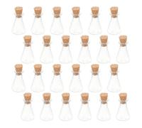 FIXOSHEE Lot de 24 Mini Bouteilles en Verre Transparent Bouchons en Liège Pots Hermétiques Décoratifs Petits Récipients à Souhaits DIY Accessoires Créatifs pour Messages Bijoux et