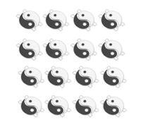 FIXOSHEE Lot de 24 Pendentifs Tai Chi Bagua en Alliage, Double Face Émaillée Noir et Blanc, Accessoires Créatifs pour Fabrication de Bijoux Diy, Charms Porte-clés et Bracelets, Matériaux