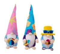 FIXOSHEE Lot de 3 Gnomes d'Été Décoratifs Thème Plage Surf Ballon de Plage et Glace Poupées en Peluche Colorées pour Décoration Intérieure Ornements Nautiques pour Maison et Fête