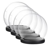 FIXOSHEE Lot de 4 Cloches en Verre Transparent Ø10 CM avec Base Noire en Bois Couverture Protectrice pour Fleurs Éternelles Micro-Paysage Décoratif pour Mariage et Décoration Intérieure