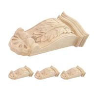 FIXOSHEE Lot de 4 Consoles Sculptées en Bois Massif 5x11x2,5 Cm, Supports Décoratifs D’angle Style Européen pour Manteaux de Cheminée, Étagères et Encadrements, Décoration Vintage
