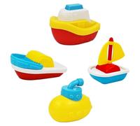 FIXOSHEE Lot De 4 Jouets De Bain Petits Bateaux pour Tout-Petits 1-3 Ans Plastique Couleur Vive pour Jeu Aquatique Garçon Et Filles Intérieur