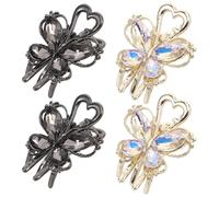 FIXOSHEE Lot de 4 Mini Pinces à Cheveux en Métal Strass Petites Barrettes Décoratives pour Coiffure Côté Couleurs Or et Noir Accessoires Élégants pour Femmes et Filles Maintien