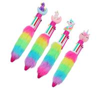 FIXOSHEE Lot de 4 Stylos à Bille pour Garçon et Filles en Peluche, Stylos à Changement de Couleur Multicolores, Légers et Pratiques pour Scrapbooking, Écriture et Loisirs Créatifs