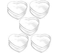 FIXOSHEE Lot de 5 Boîtes de Bonbons en Acrylique Transparent de Cœur 8,5x8x4 Cm 130 Ml, Coffrets de Mariage et Présents pour Fêtes, Boîtes à Dragées pour Baptême et Saint-valentin