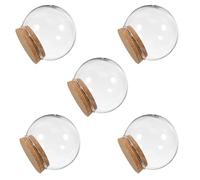 FIXOSHEE Lot de 5 Cloches en Verre Transparent Ø10 CM avec Bouchon en Liège Plat Couverture Décorative pour Fleurs Immortelles Décoration Intérieure Bureau et Maison Ornement Créatif en