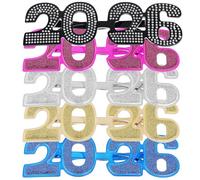 FIXOSHEE Lot de 5 Lunettes 2026 à Paillettes en Polycarbonate Robuste Couleurs Variées Accessoires pour Fête du Nouvel an Remise de Diplômes et Photomaton Décoration Festive
