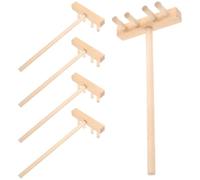 FIXOSHEE Lot de 5 Mini Râteaux en Bambou de 13,7 X 5,7 Cm pour Garçon et Filles, Accessoires Artisanaux pour Table à Sable Zen, Jouets de Bac à Sable de Jardin et Décoration Créative
