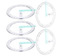 FIXOSHEE Lot de 5 Rapporteurs Ronds en Plastique Échelles Haute Précision pour Dessin Technique et Conception Architecturale, Outil Multifonction Travail du Bois