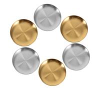 FIXOSHEE Lot de 6 Assiettes Rondes 20 Cm Acier Inoxydable Doré et Argenté Service Polyvalent Pique-niques Barbecue la Cuisine Familiale