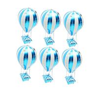 FIXOSHEE Lot de 6 Ballons Montgolfière en Aluminium 3D Bleu Décoration Anniversaire Garçon et Filles Ballon Shower Fournitures Fête Thème Voyage Décoration Salle de Classe