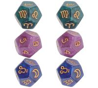 FIXOSHEE Lot de 6 Dés Polyédriques 12 Faces en Résine Motifs Constellations Pailletés Petits Dés Accessoires pour Jeu de Société et Divination Fête et Loisirs