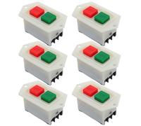 FIXOSHEE Lot de 6 Interrupteurs Industriels Marche/Arrêt pour Meuleuse D’Établi Modèle 5A Bouton-Poussoir Robuste en Plastique Voyant Lumineux Commande Sécurité pour Perceuse à Colonne